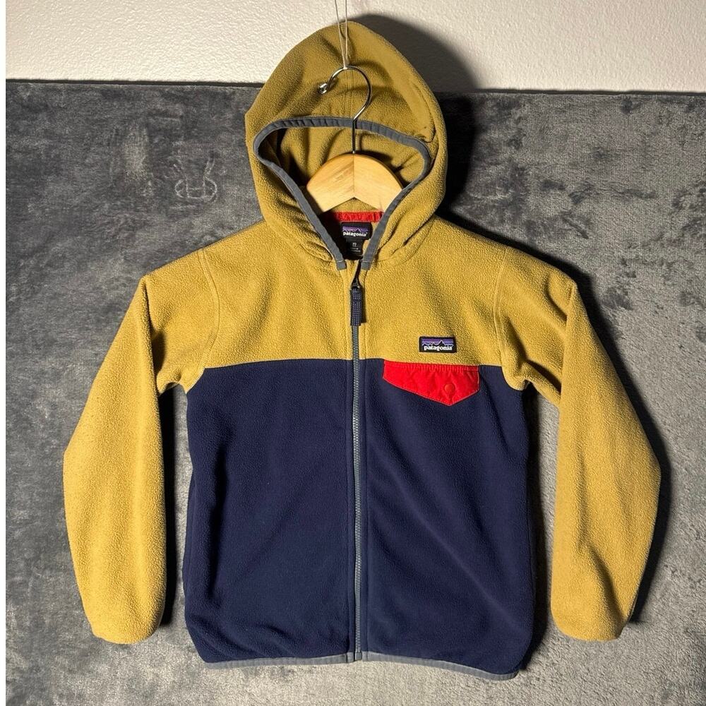 Patagonia Kids Micro D Snap-T Fleece Jacket XS 5-6 Navy Brown Full Zip Coat